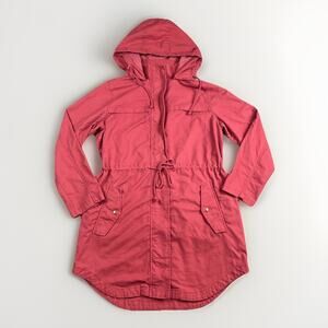 Old Navy Parka Jacket Full Zip Womens Large Pink Pockets Hooded Chore
